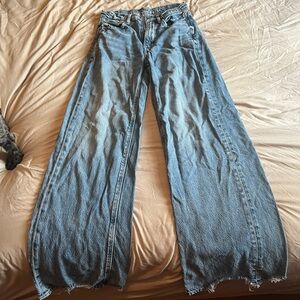 American Eagle Outfitters Blue Flare Wide Leg Jeans